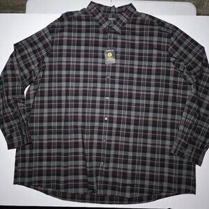 Claiborne Mens Purple Gray Black Plaid Button Up Shirt Size 4XLT New with Tags